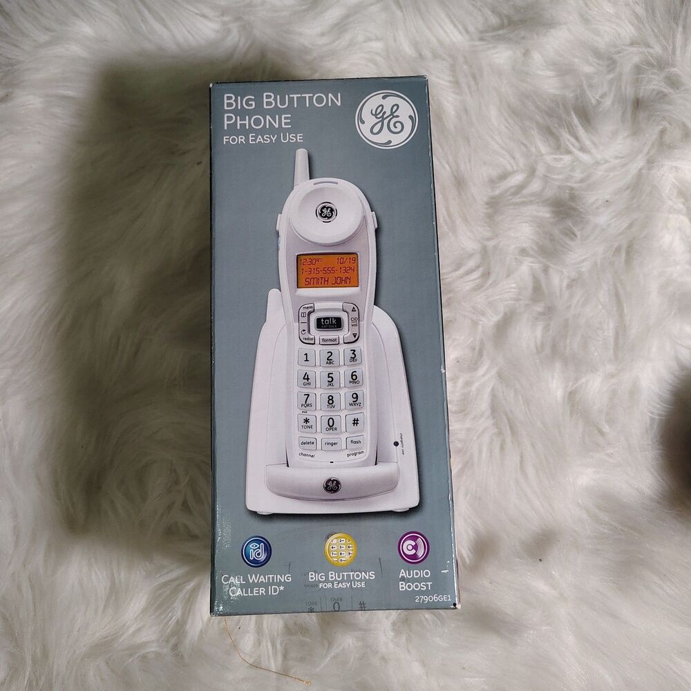 General Electric VTG GE Big Button Easy Dial White Phone 27906GE 1-A Single NIB